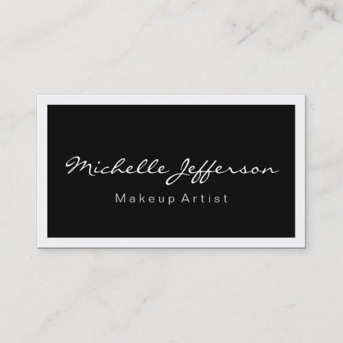 Makeup Artist Script Black White Business Card