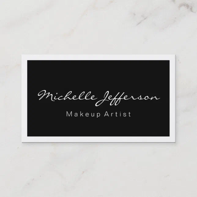 Marked Script Makeup Makeup Artist Script Black White Business Card | Zazzle