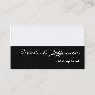 Makeup Artist Script Black White Business Card