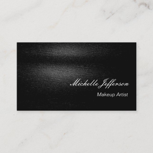 Makeup Artist Script Gray Black Business Card (Front)