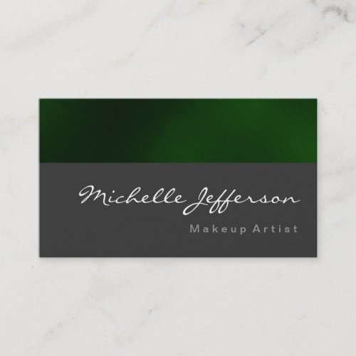 Makeup Artist Script Gray Green Business Card