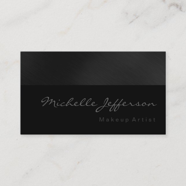 Makeup Artist Script Gray Pattern Business Card (Front)
