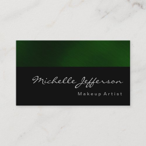 Makeup Artist Script Green Pattern Business Card