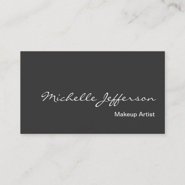 Makeup Artist Script Grey Business Card (Front)