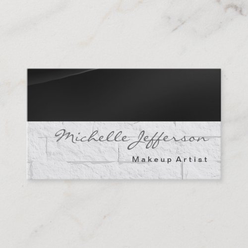 Makeup Artist Script Grey Wall Brick Business Card