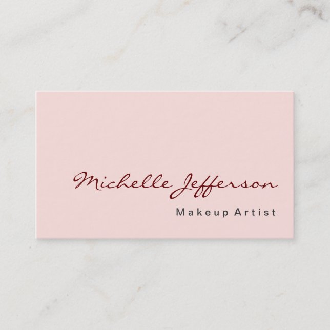 Makeup Artist Script Misty Rose Business Card (Front)