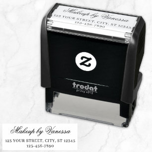 Makeup Artist Script Name Return Address Phone Self-inking Stamp