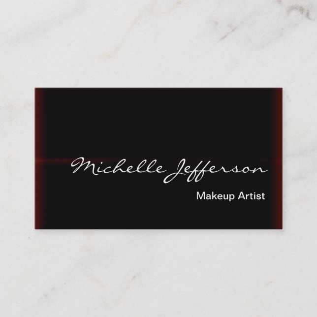 Makeup Artist Script Red Black Business Card (Front)