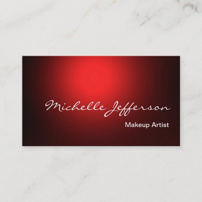 Makeup Artist Script Red Business Card (Front)