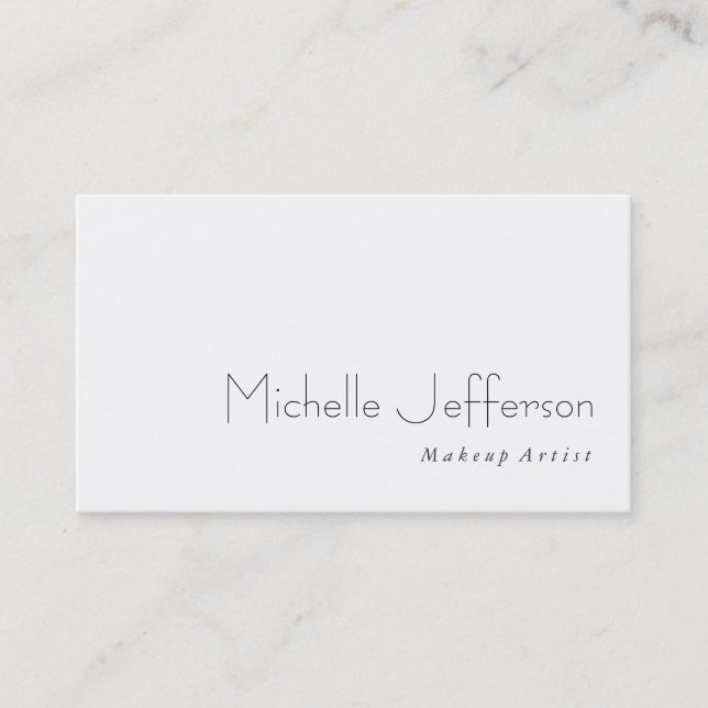 Makeup Artist Script Simple White Business Card (Front)
