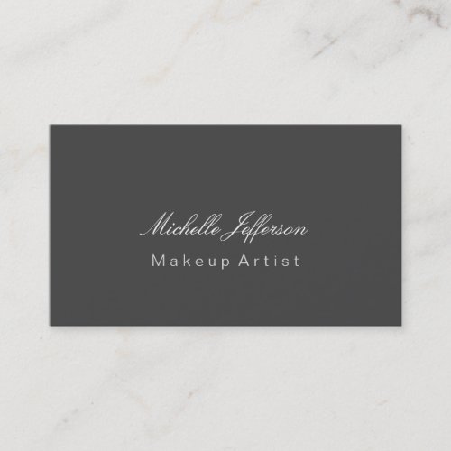 Makeup Artist Script Stylish Grey Business Card