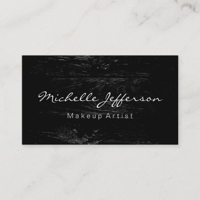 Makeup Artist Script Wood Pattern Business Card (Front)