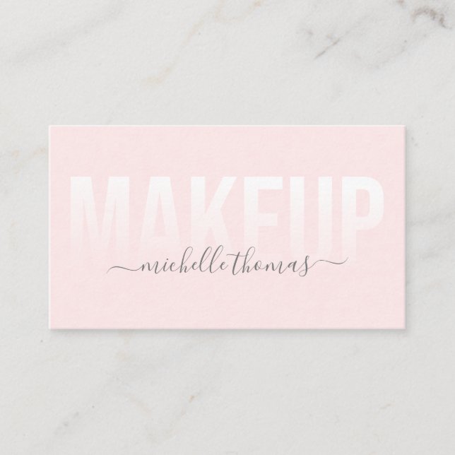 Makeup artist signature script blush pink template business card (Front)