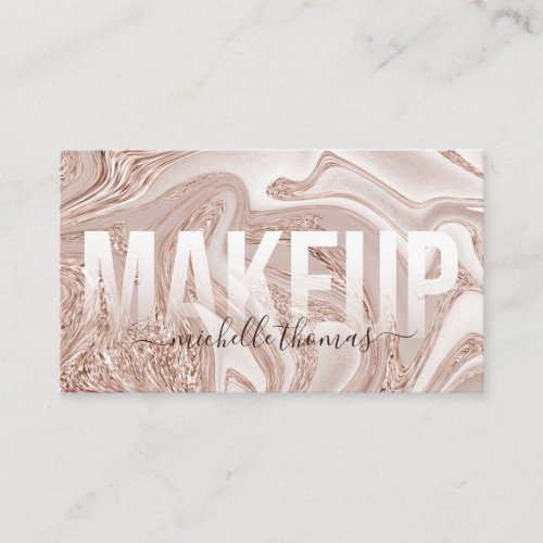 Makeup artist signature script rose gold template business card