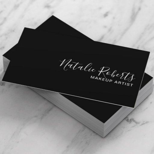 Customizable Black QR Code Makeup Artist Business Card