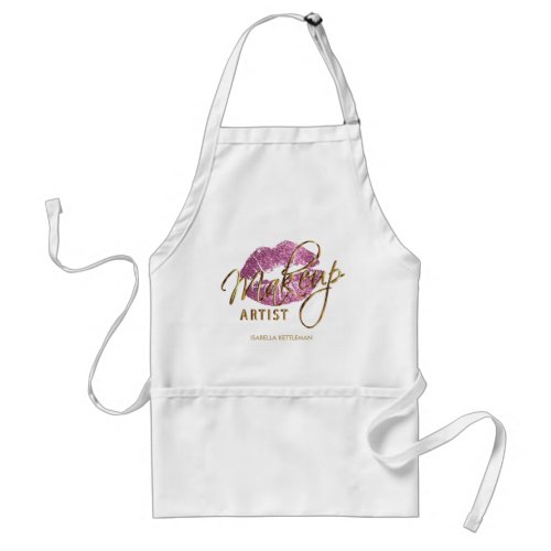 Makeup Artist _ So Pink Glitter Lips Adult Apron