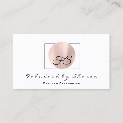 Makeup Artist SPA Lashes Rose Logo Monogram Business Card