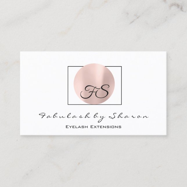 Makeup Artist SPA Lashes Rose Logo Monogram Business Card (Front)