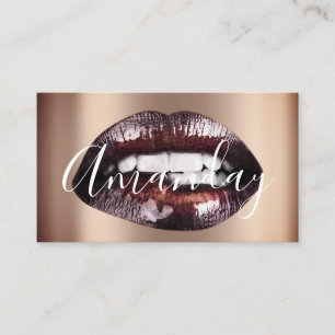 Makeup Artist Studio Brown Lips Logo QR Code Logo Business Card