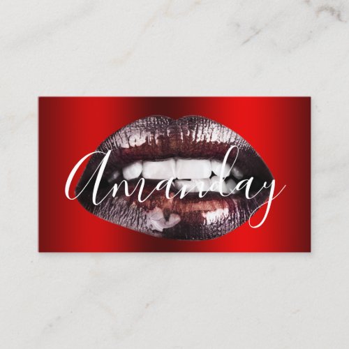 Makeup Artist Studio Red Lips Logo QR Code Logo Business Card