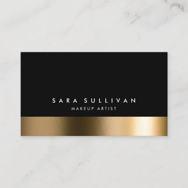 Makeup Artist Style Fashion Beauty Bold Black Gold Business Card | Zazzle
