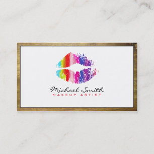 Makeup Artist Stylish Lips Modern White #12 Business Card