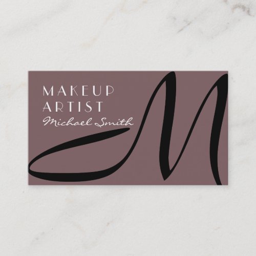 Makeup Artist Stylish Monogram Modern Deep Taupe Business Card