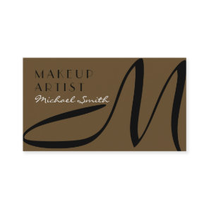 Makeup Artist Stylish Monogram Modern Donkey Brown Business Card