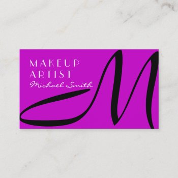 Makeup Artist Stylish Monogram Modern Magenta Business Card by NhanNgo at Zazzle