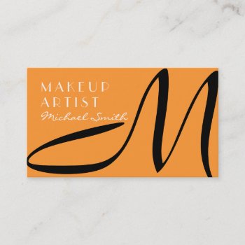 Makeup Artist Stylish Monogram Modern Saffron Business Card by NhanNgo at Zazzle