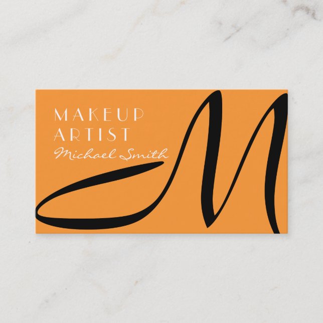Makeup Artist Stylish Monogram Modern Saffron Business Card (Front)