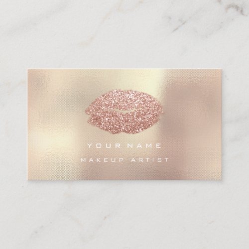 Makeup Artist Stylist Lips Rose Gold Copper Business Card