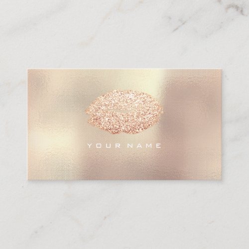 Makeup Artist Stylist Lips Rose Gold Pink Faux Business Card