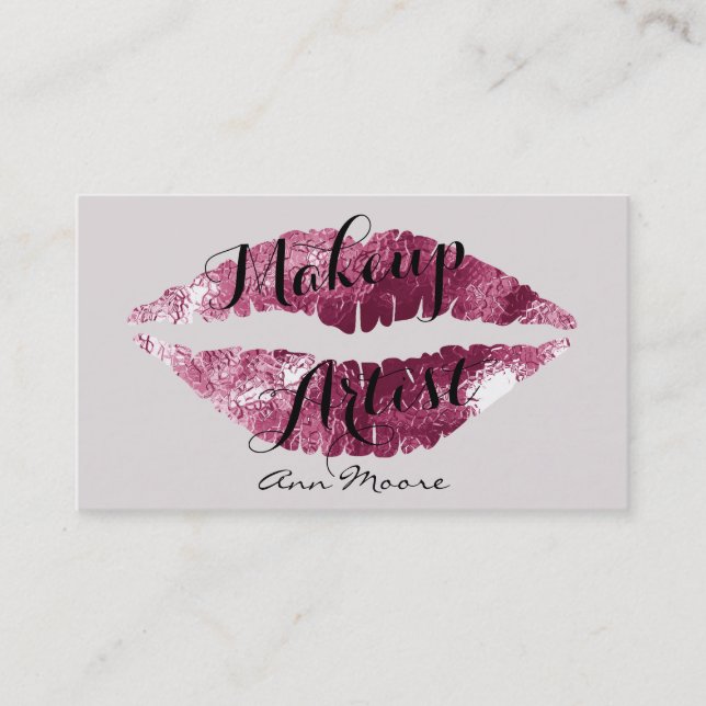 Makeup artist stylist make up lips business card (Front)