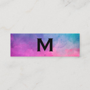 Makeup Artist Texture Watercolor Monogram Mini Business Card