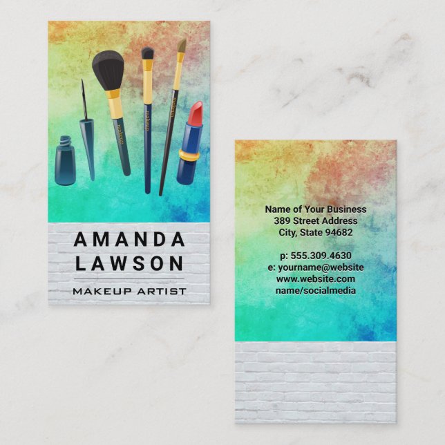 Makeup Artist Tools | White Brick Texture Paint Appointment Card (Front/Back)