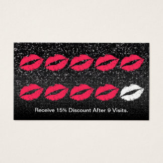 Makeup Artist Trendy Black Glitter Loyalty Punch Business Card