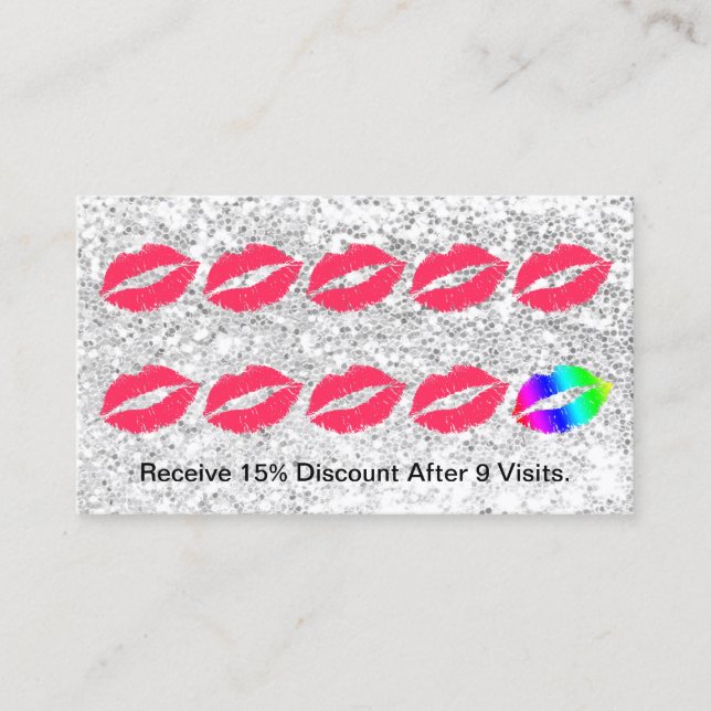 Makeup Artist Trendy Silver Sequins Loyalty Punch (Front)