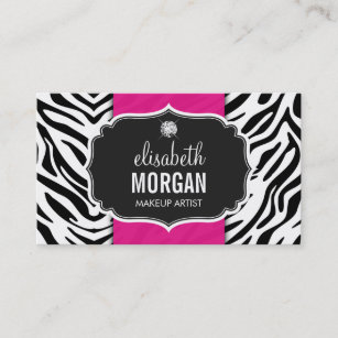 Makeup Artist - Trendy Zebra Print Hot Pink Business Card