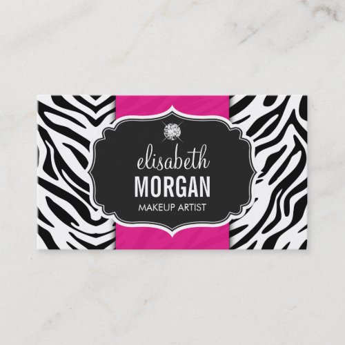 Makeup Artist _ Trendy Zebra Print Hot Pink Business Card
