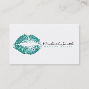 Makeup Artist Turquoise Lips Business Card