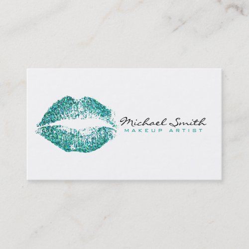 Makeup Artist Turquoise Lips Business Card