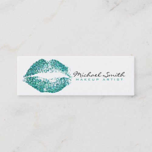 Makeup Artist Turquoise Lips Mini Business Card