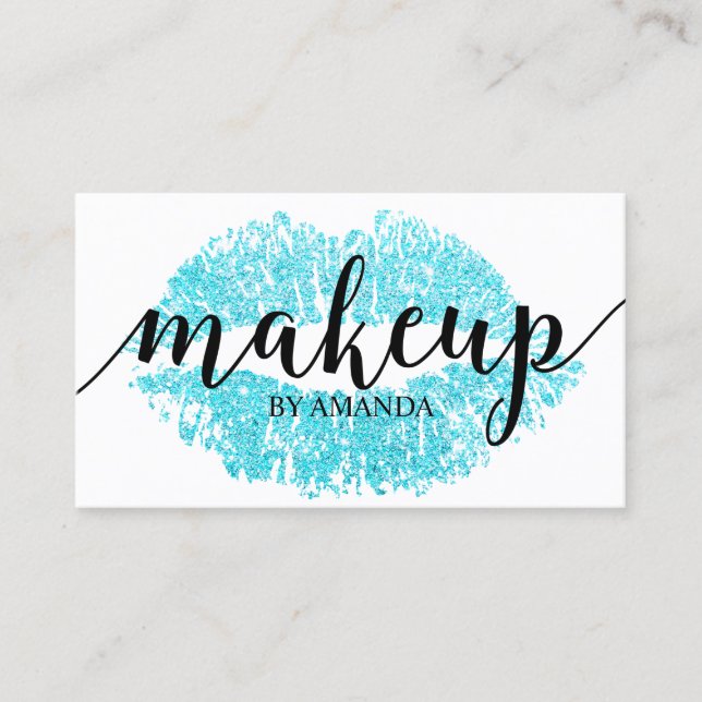 Makeup Artist Turquoise Lips Print Salon Business Card (Front)
