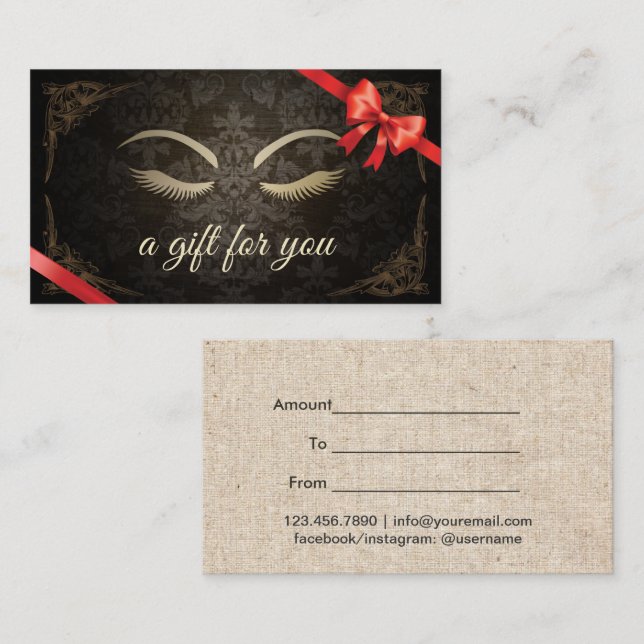 Makeup Artist Vintage Damask Gift Certificates (Front/Back)