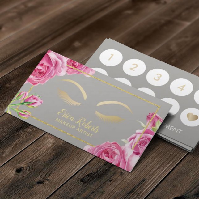 Makeup Artist Vintage Floral Elegant Grey Loyalty (Creator Uploaded)