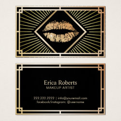 Makeup Artist Vintage Gold Art Deco Beauty Salon Business Card