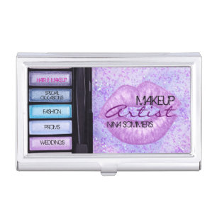 Makeup Artist Violet Lipstick Kiss Business Card Case