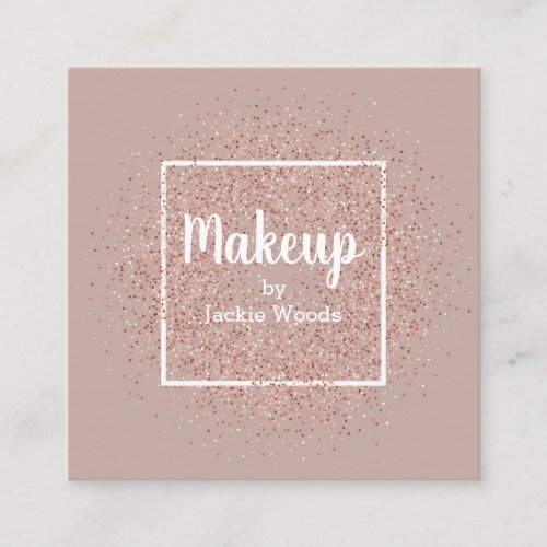 Makeup Artist w Simulated Rose Gold Confetti Square Business Card