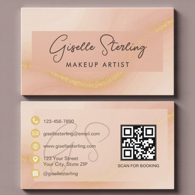 Makeup Artist Watercolor QR Code Business Card (Creator Uploaded)